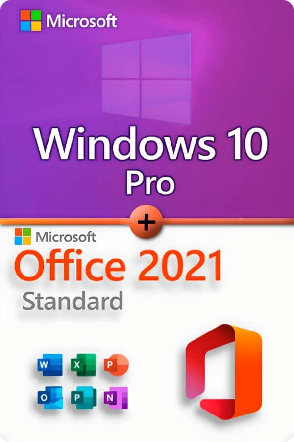 Microsoft Windows 10 Professional + Microsoft Office 2021 Standard License for 3 devices