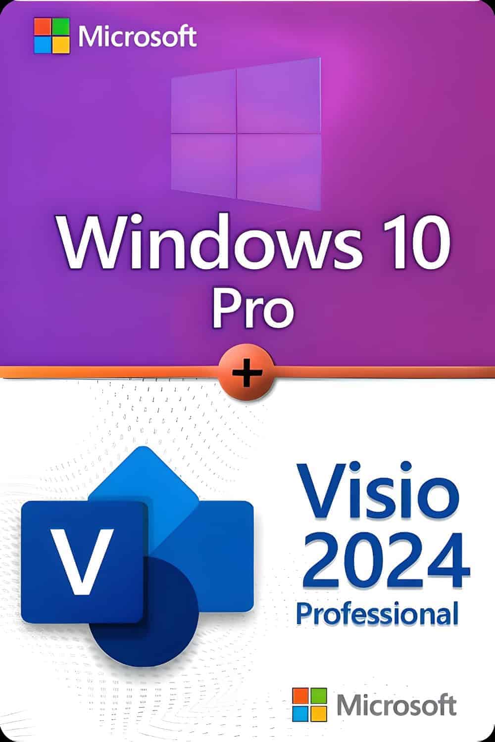 Microsoft Windows 10 Professional + Microsoft Visio 2024 Professional License for 3 devices